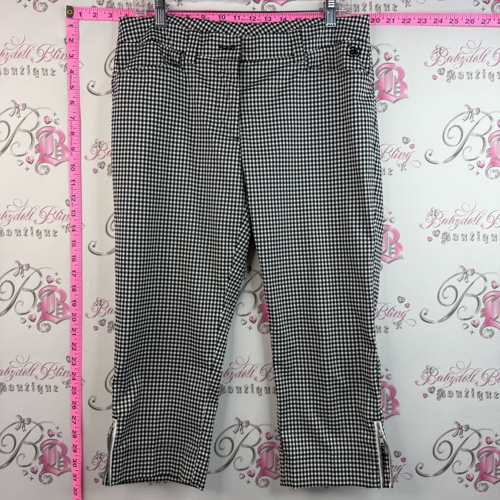 abacus capri pants plaid gingham picnic Black & White Gingham Pants peddle push